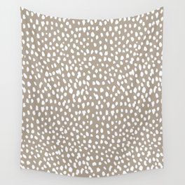 White on Dark Taupe spots Wall Tapestry