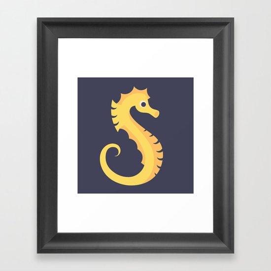 Letter S // Animal Alphabet // Seahorse Monogram Framed Art Print