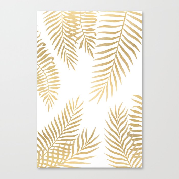 Gold palm leaves Canvas Print