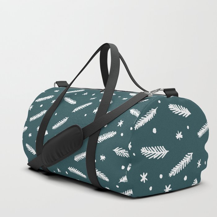 Christmas branches and stars - teal Duffle Bag