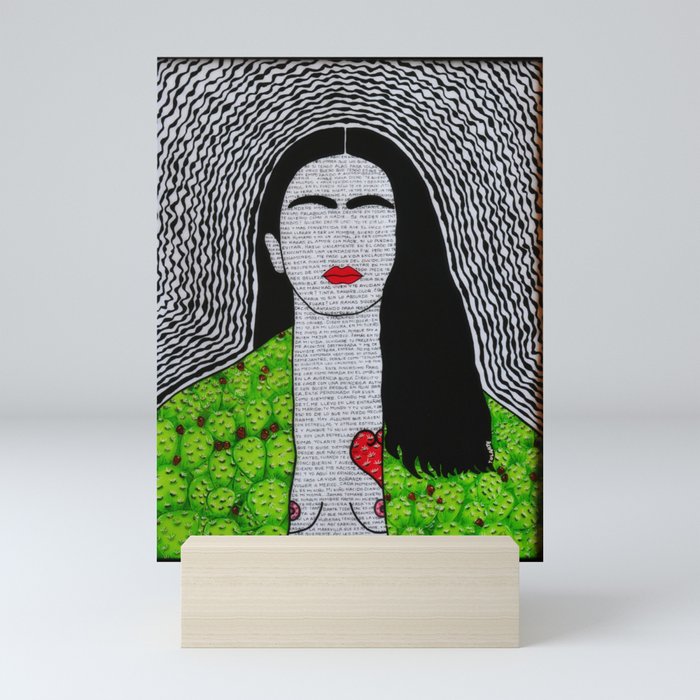 Frida Kahlo corazon de Tuna y sus fraces Mini Art Print