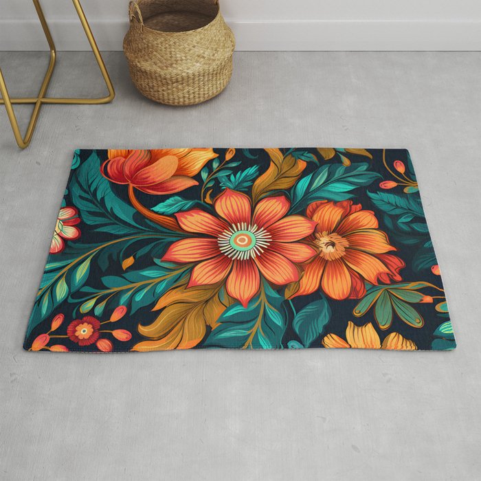 Boho Chic Floral Interior Design - Bring Nature's Beauty Indoors Rug