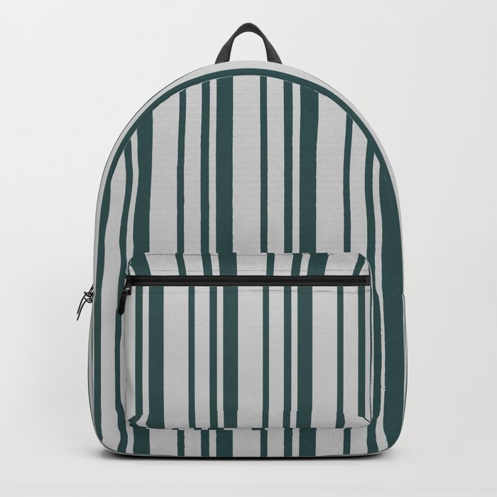 Light Grey & Dark Slate Gray Colored Lines/Stripes Pattern Backpack