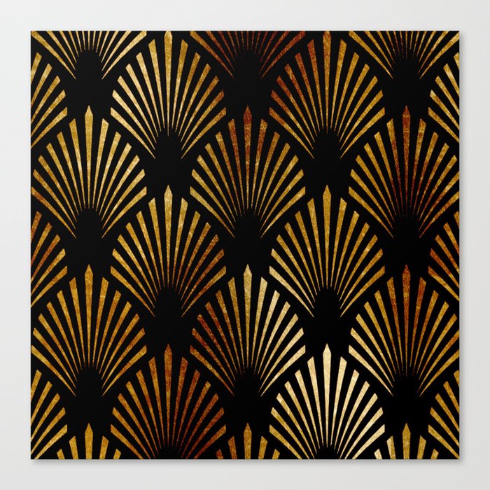 Art Deco fans - gilded noir Canvas Print