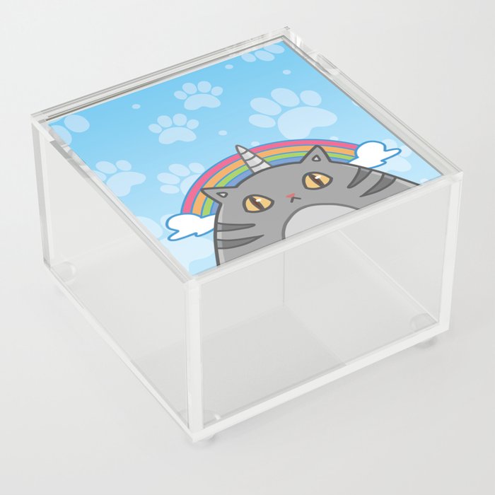 Unicorn Rainbow Cat Acrylic Box
