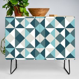 Geometrical gingham checked blue Credenza