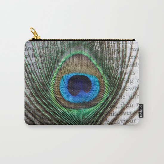 Peacock Feather on Old Paper Carry-All Pouch