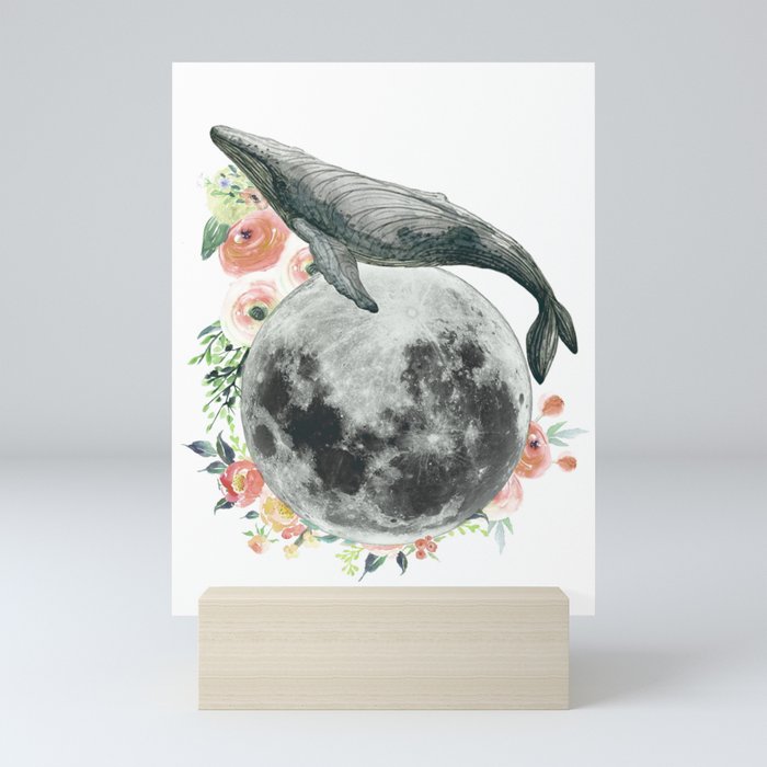 Moon Whale Mini Art Print