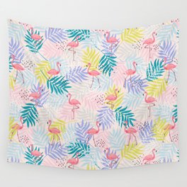 Happy Flamingo Time -pink- Wall Tapestry