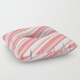 [ Thumbnail: Mint Cream & Light Coral Colored Striped/Lined Pattern Floor Pillow ]