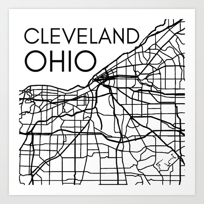 Cleveland City Street Map Ohio OH Home Town Pride Love Vintage Maps Art Print