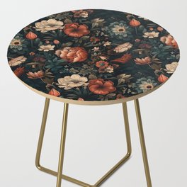 Vintage Aesthetic Beautiful Flowers, Nature Art, Dark Cottagecore Plant Collage - Flower Side Table