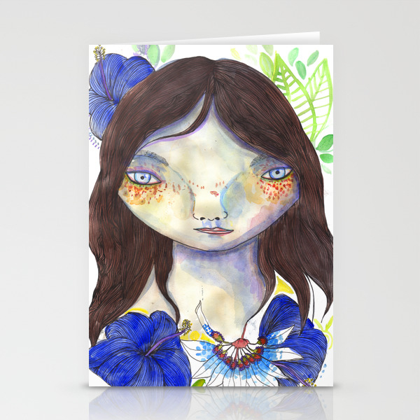 Girl And Exotic Blue Flowers Stationery Cards By Elodiebourdeau Society6 Beautiful flowers beautiful pictures blue succulents flower tat blue poppy pansies blue flowers google images seeds. society6