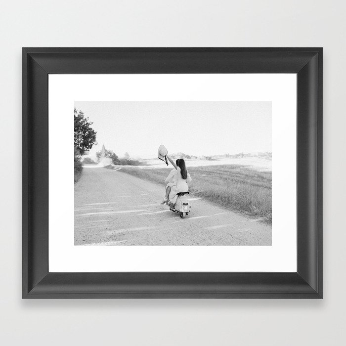 On a Vespa in Tuscany, is there anything better?  Framed Art Print