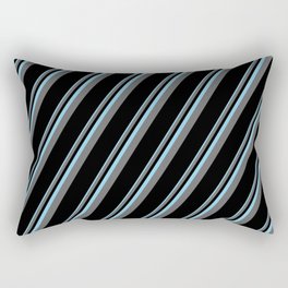 [ Thumbnail: Sky Blue, Dim Grey, and Black Colored Pattern of Stripes Rectangular Pillow ]