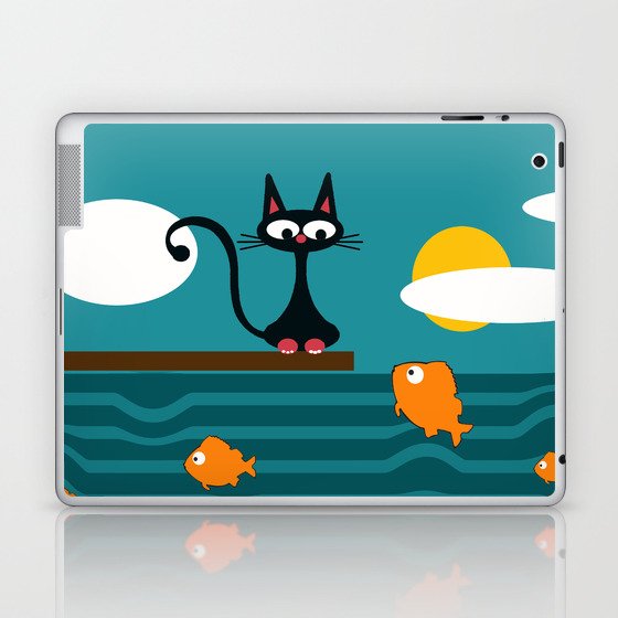 fishes and cat Laptop & iPad Skin