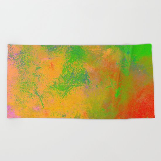 Taste The Rainbow - Multi coloured, abstract, textured painting Beach Towel