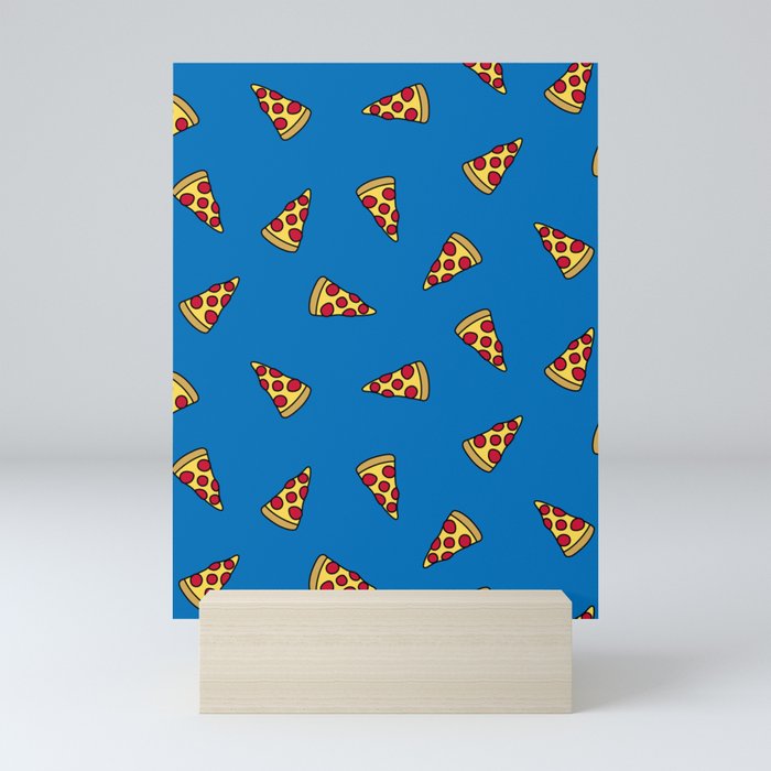Pizza Slice Pattern (royal blue) Mini Art Print