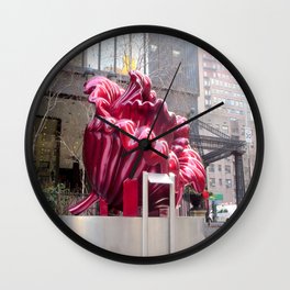 Public artwork - red flower Wall Clock