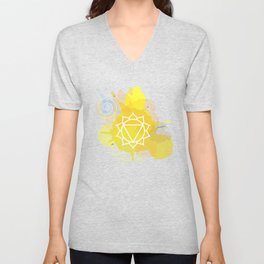 Manipura chakra Meditation aura and fifth of the seven chakras symbol V Neck T Shirt