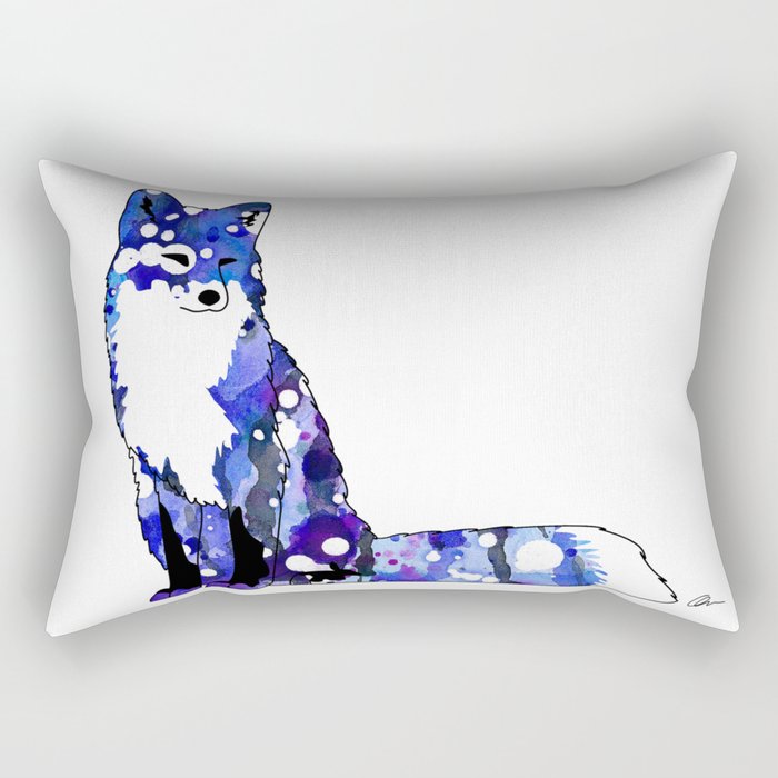 Blue Galaxy Fox Rectangular Pillow