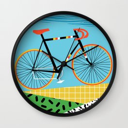 Roadie - peugeot px10, bicycle art print, cycling art, gifts for cyclists, memphis art print Wall Clock