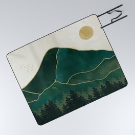 Mt Hood Emerald Mountain Abstract Picnic Blanket