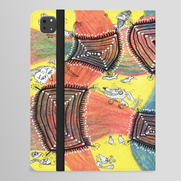 cheerful wonky & quirky checks and stripes w/ doodles iPad Folio Case