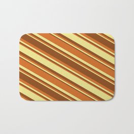 [ Thumbnail: Brown, Chocolate & Tan Colored Stripes/Lines Pattern Bath Mat ]