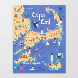 Cape Cod map, peach Canvas Print