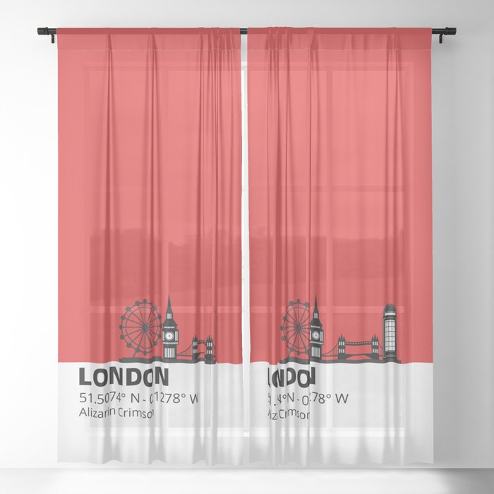 London Alizarin Crimson Sheer Curtain