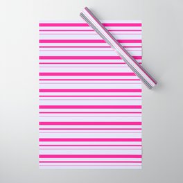 [ Thumbnail: Lavender and Deep Pink Colored Lined Pattern Wrapping Paper ]