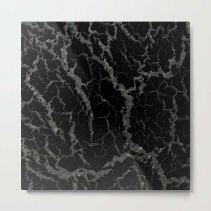 Cracked Space Lava - Glitter Black Metal Print