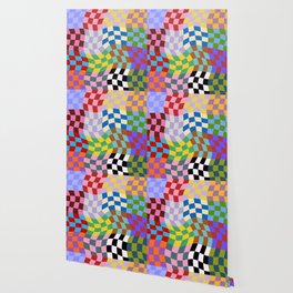 colorful wavy checkerboard Wallpaper