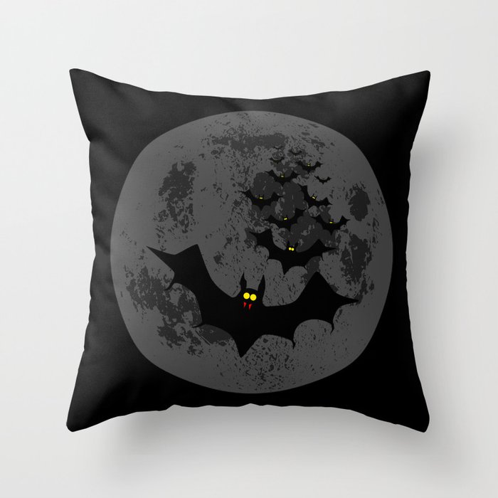 Vampire Bats Against The Dark Moon Throw Pillow