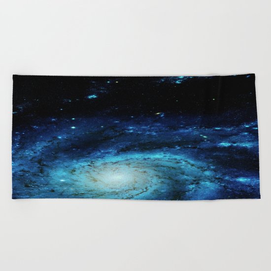 Teal Pinwheel Galaxy Beach Towel