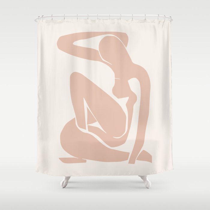 Blush Pink Matisse Nude I, Matisse Abstract Nude Artwork, Mid Century Boho Decor Shower Curtain