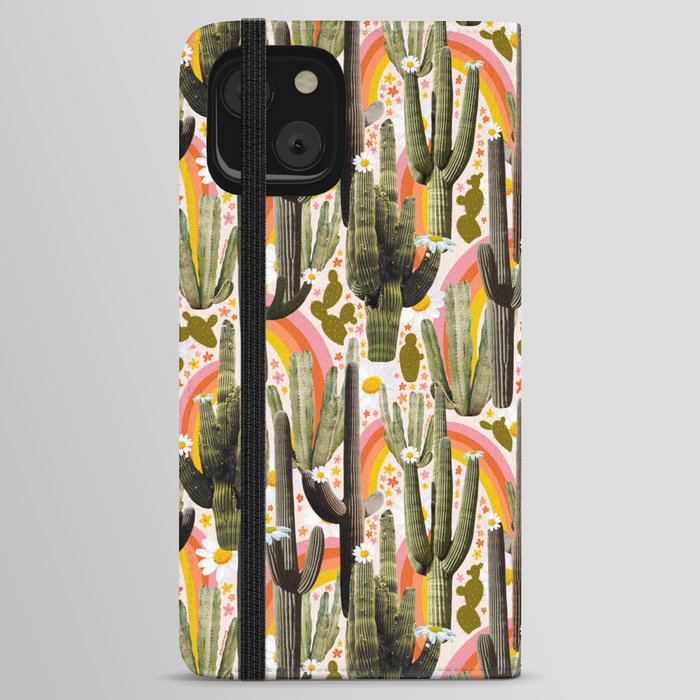 Cactus Collage Print iPhone Wallet Case