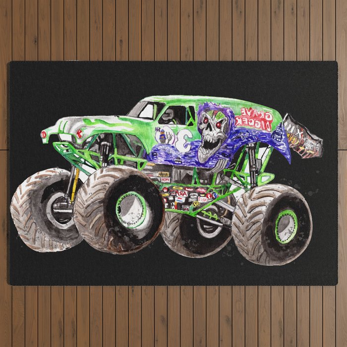 Grave Digger the Monster Jam in Black Water Bottle by xinle_arts