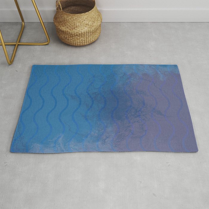 Blue Ombre Wavy Abstract Pattern Rug