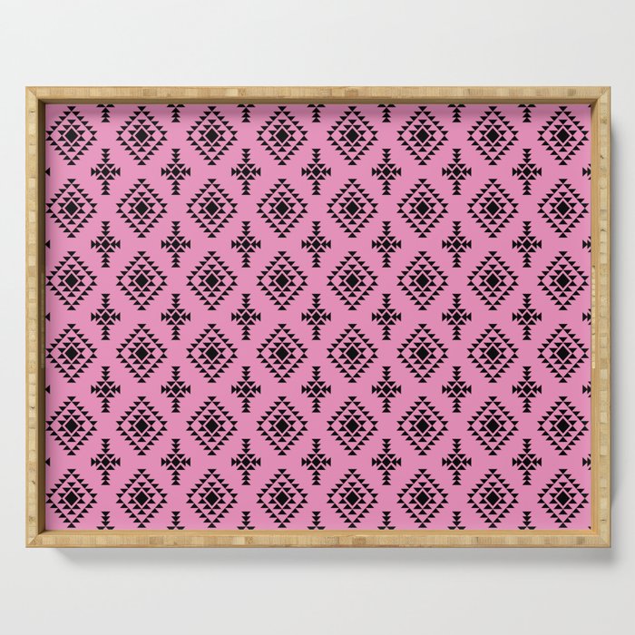 Pink and Black Native American Tribal Pattern Serving Tray