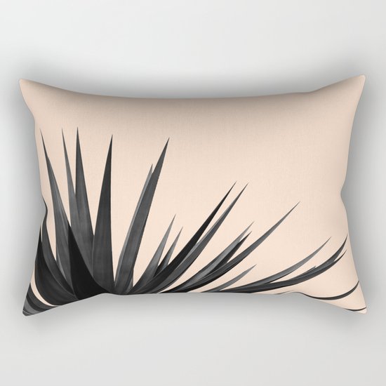 Black Palms on Pale Pink Rectangular Pillow
