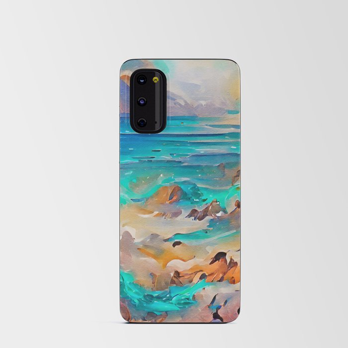 Ocean Sea Beach Coastal Landscape Abstract Watercolor Painting #2 Android Card Case