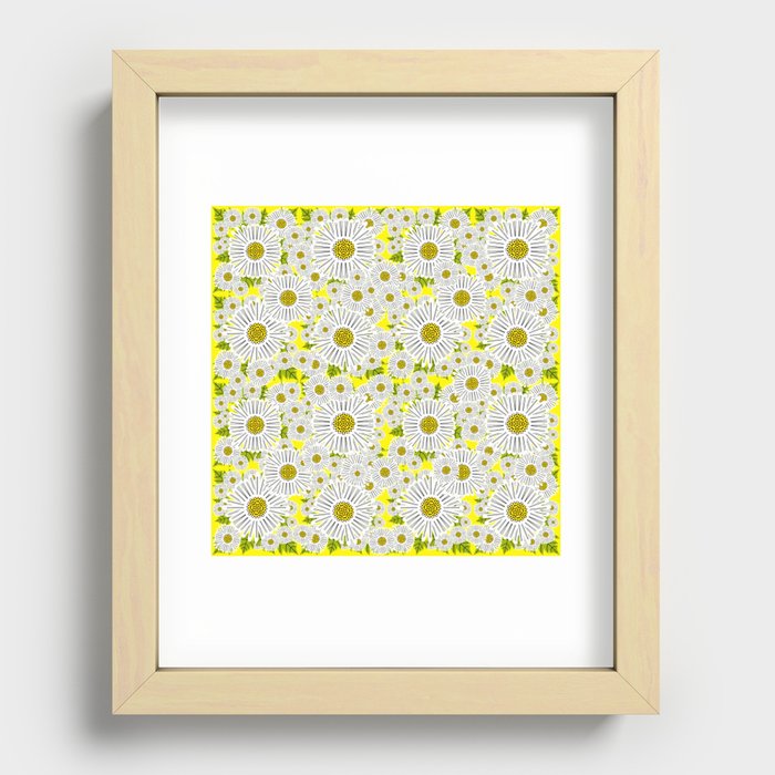Daisy Field Modern Spring Flowers Yellow Recessed Framed Print