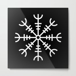 Aegishjalmur v2 Metal Print | Symbol, Black, Nordic, White, Helm Of Awe, Magic, Runes, Norse, Battle, Island 