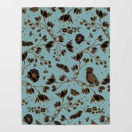 Orchid Owl Verdigris Poster