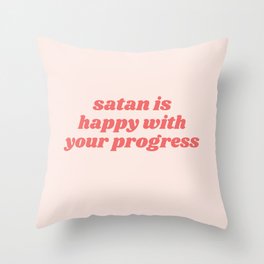 satan is happy Throw Pillow