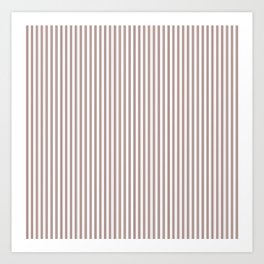Branch Brown and White Micro Vertical Vintage English Country Cottage Ticking Stripe Art Print