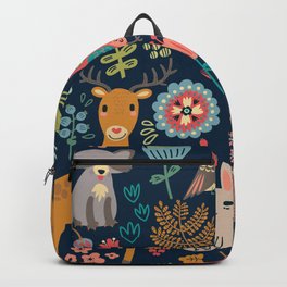 Blue Woodland Critters Pattern Backpack