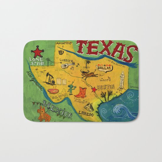 Postcard from Texas print Bath Mat